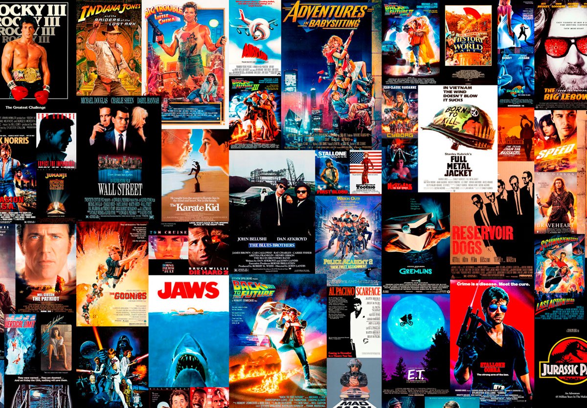 Fotomurali : Collage Poster dei Film degli Anni '80 e '90