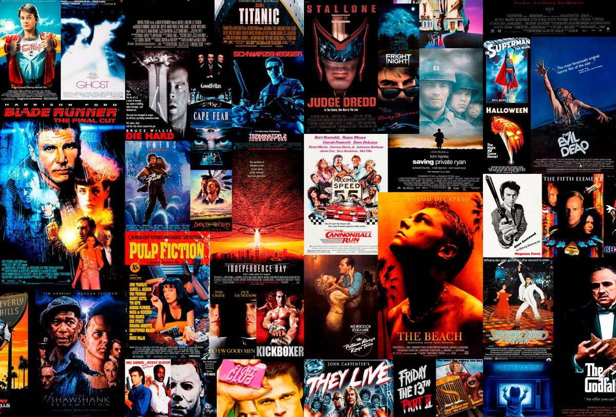 Fotomurali : Collage Poster dei Film degli Anni '80 e '90