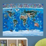 Fotomurali : Mappa del mondo per bambini Bandiere 3