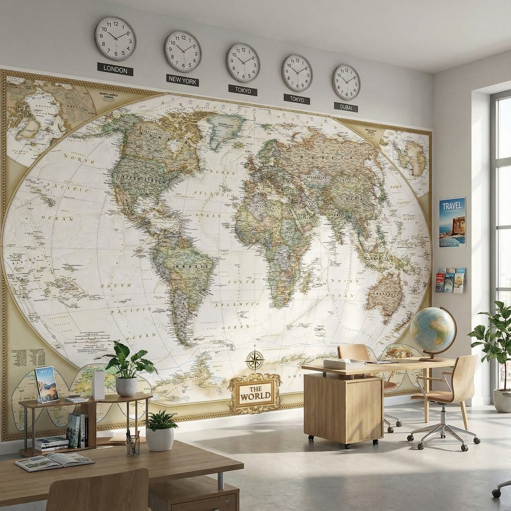 Fotomurali : Mappa del mondo politico vintage