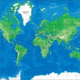 Fotomurali : Mappa del Mondo blu e verde 3