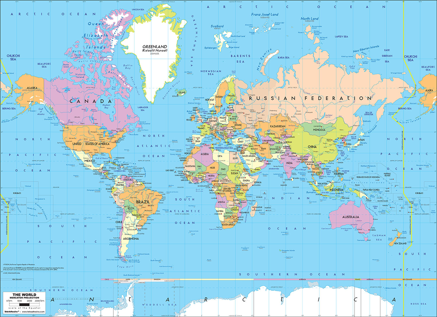 Fotomurali : Mappa del Mondo Politico