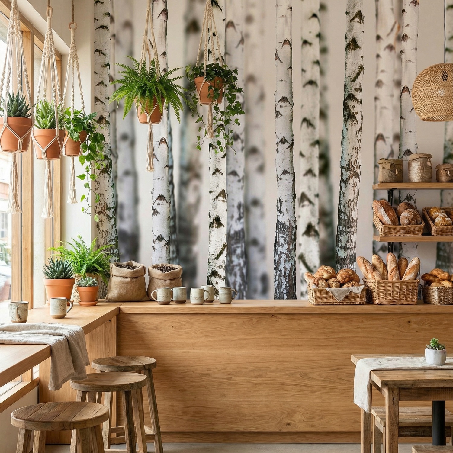 Fotomurali : Foresta di betulla