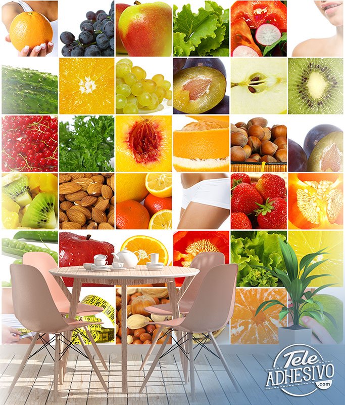 Fotomurali : Collage di frutta e cibo
