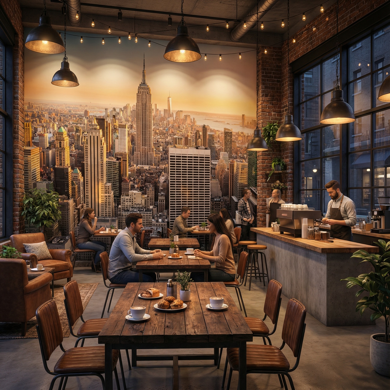 Fotomurali : Il centro di Manhattan al tramonto