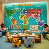 Fotomurali : Mappa del mondo per bambini 13