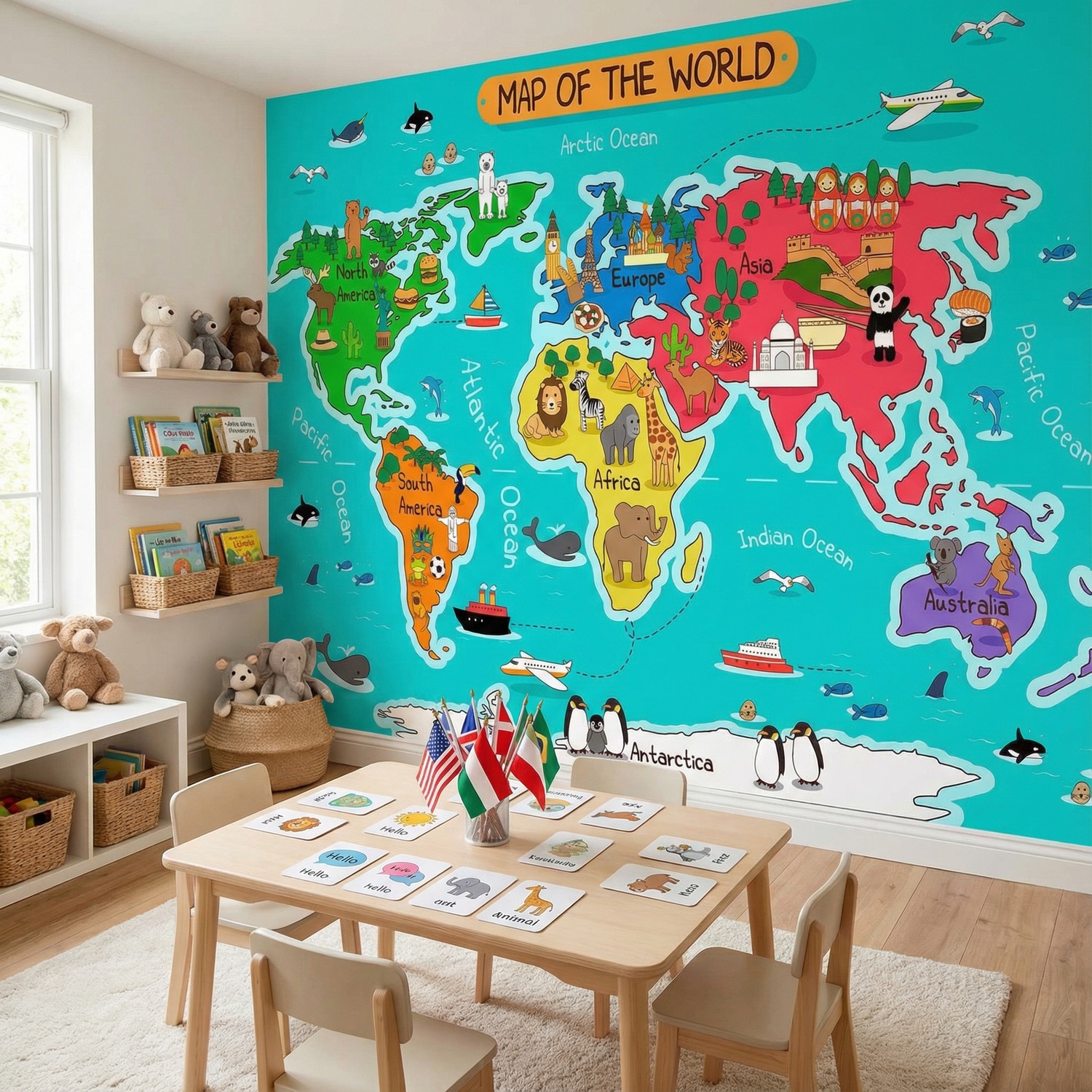 Fotomurali : Mappa del mondo per bambini