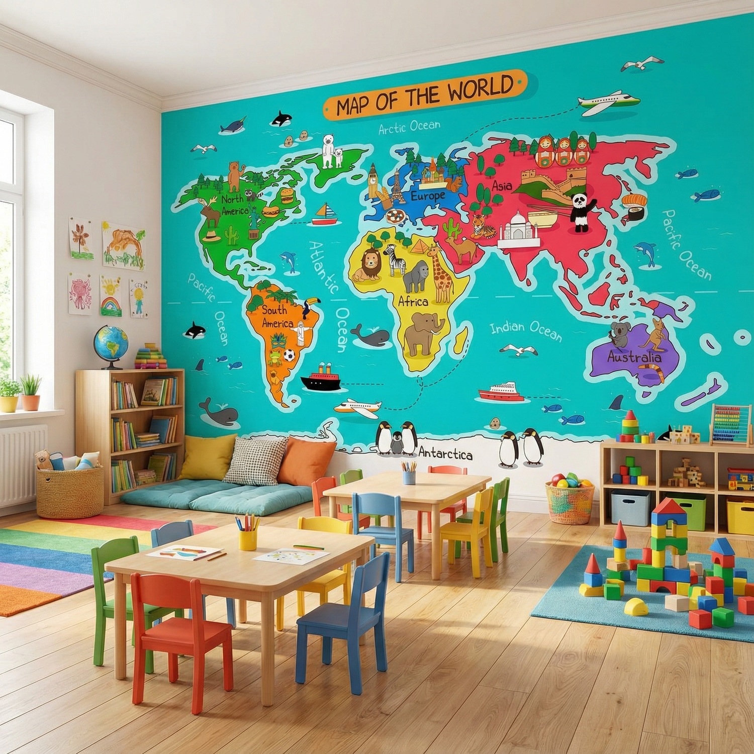 Fotomurali : Mappa del mondo per bambini