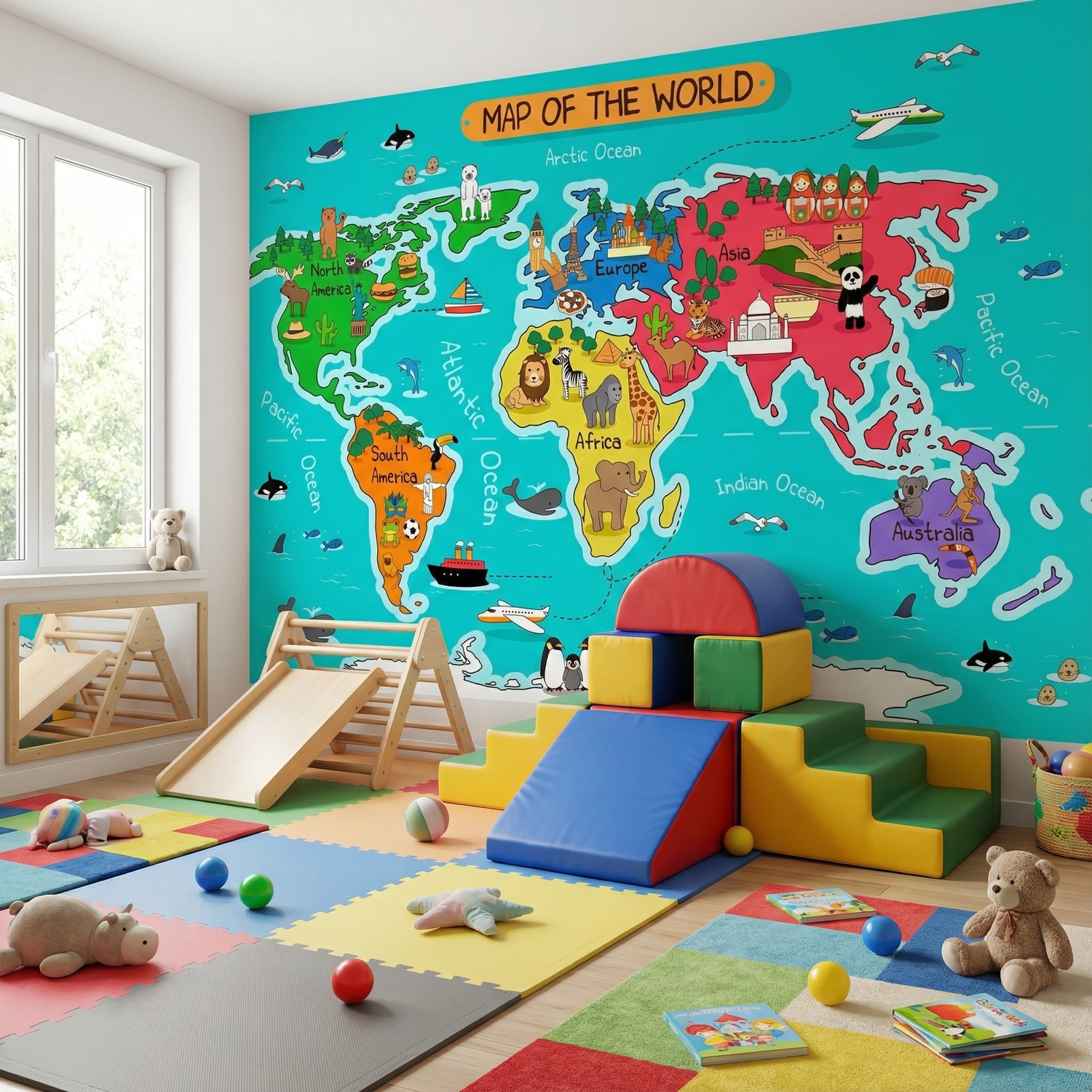 Fotomurali : Mappa del mondo per bambini