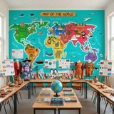 Fotomurali : Mappa del mondo per bambini 9