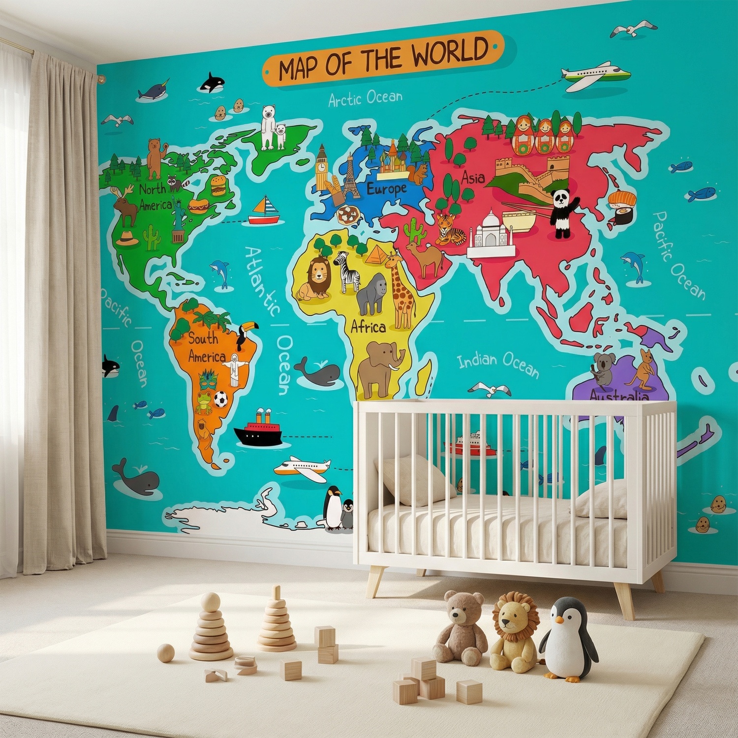 Fotomurali : Mappa del mondo per bambini