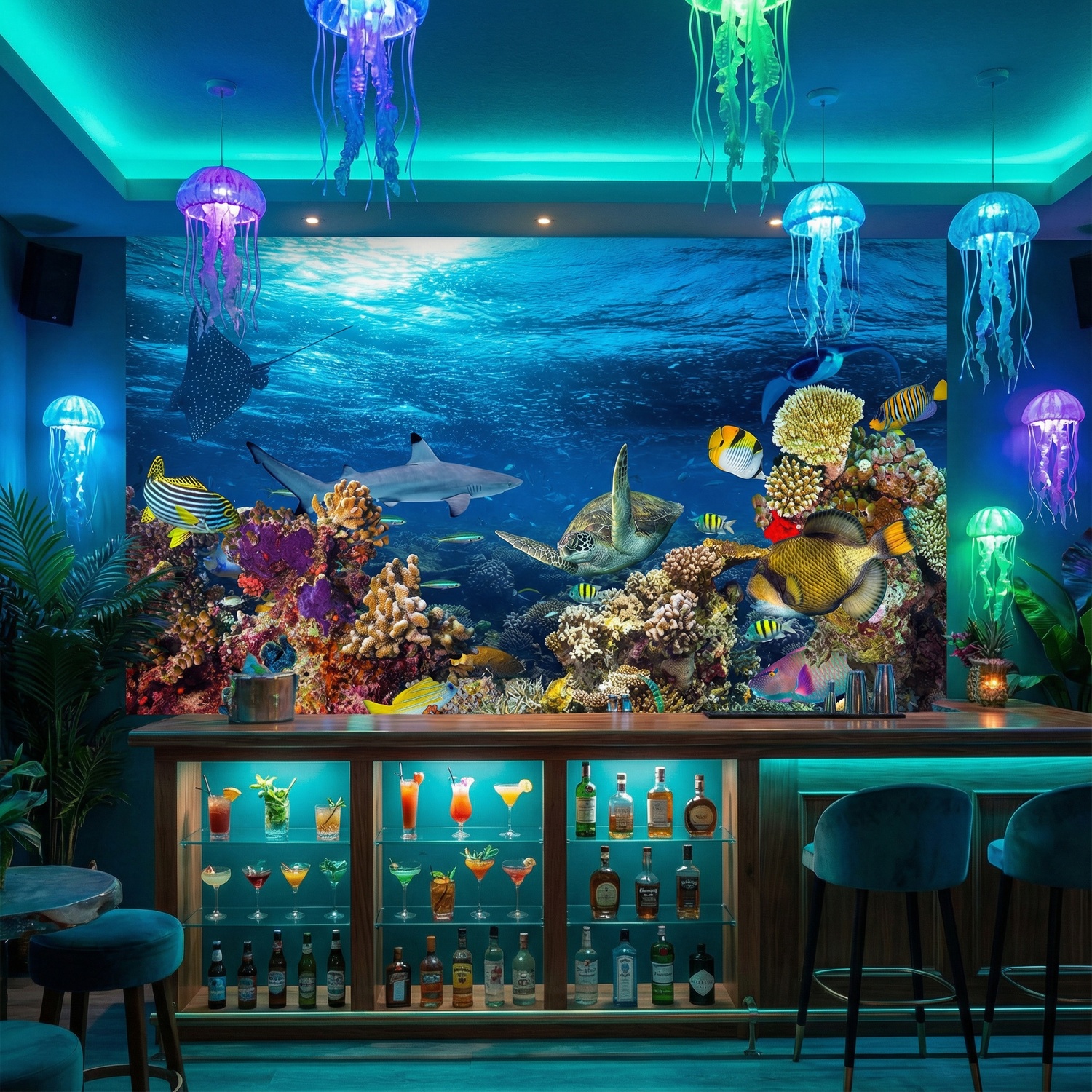 Fotomurali : Tartaruga nelle correnti marine