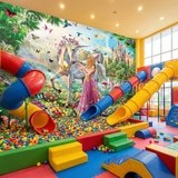 Fotomurali : Principessa e unicorno in un giardino magico 12