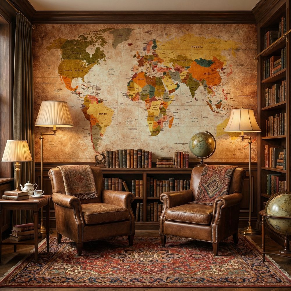 Fotomurali : Mappa del mondo vintage stile atlante