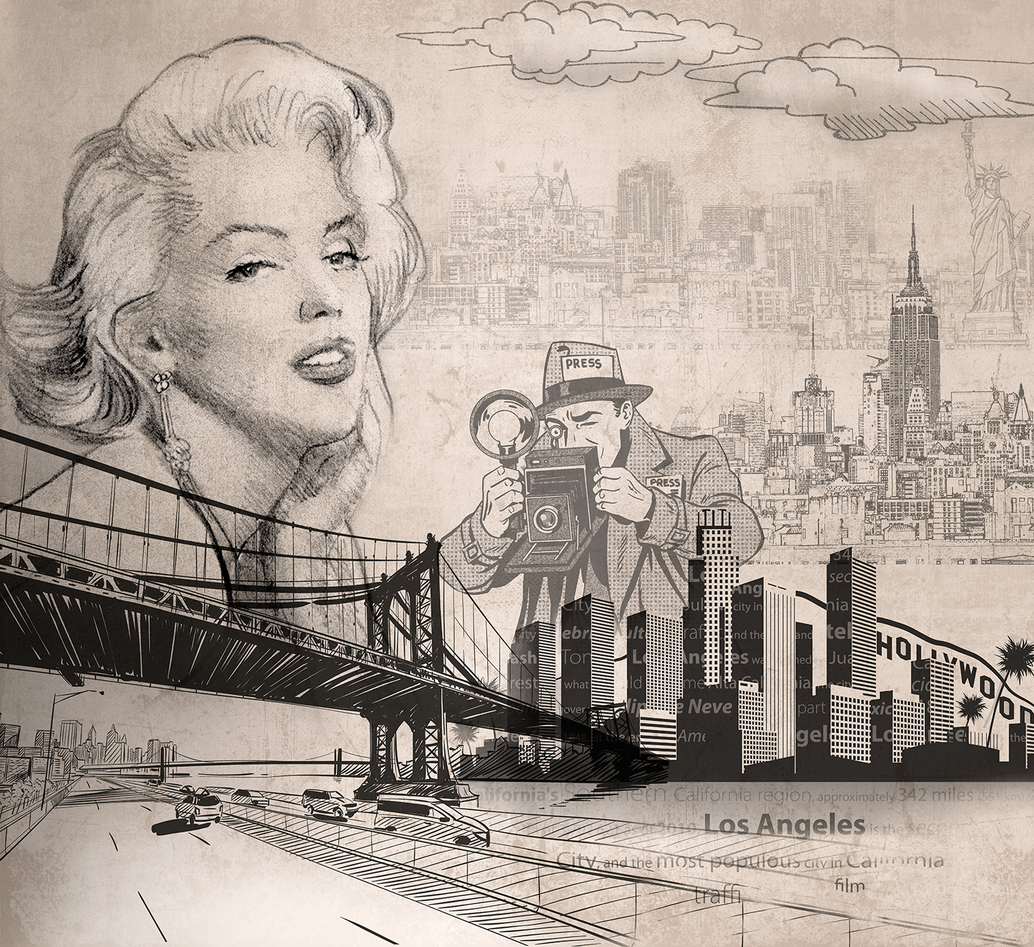 Fotomurali : Collage di cinema americano