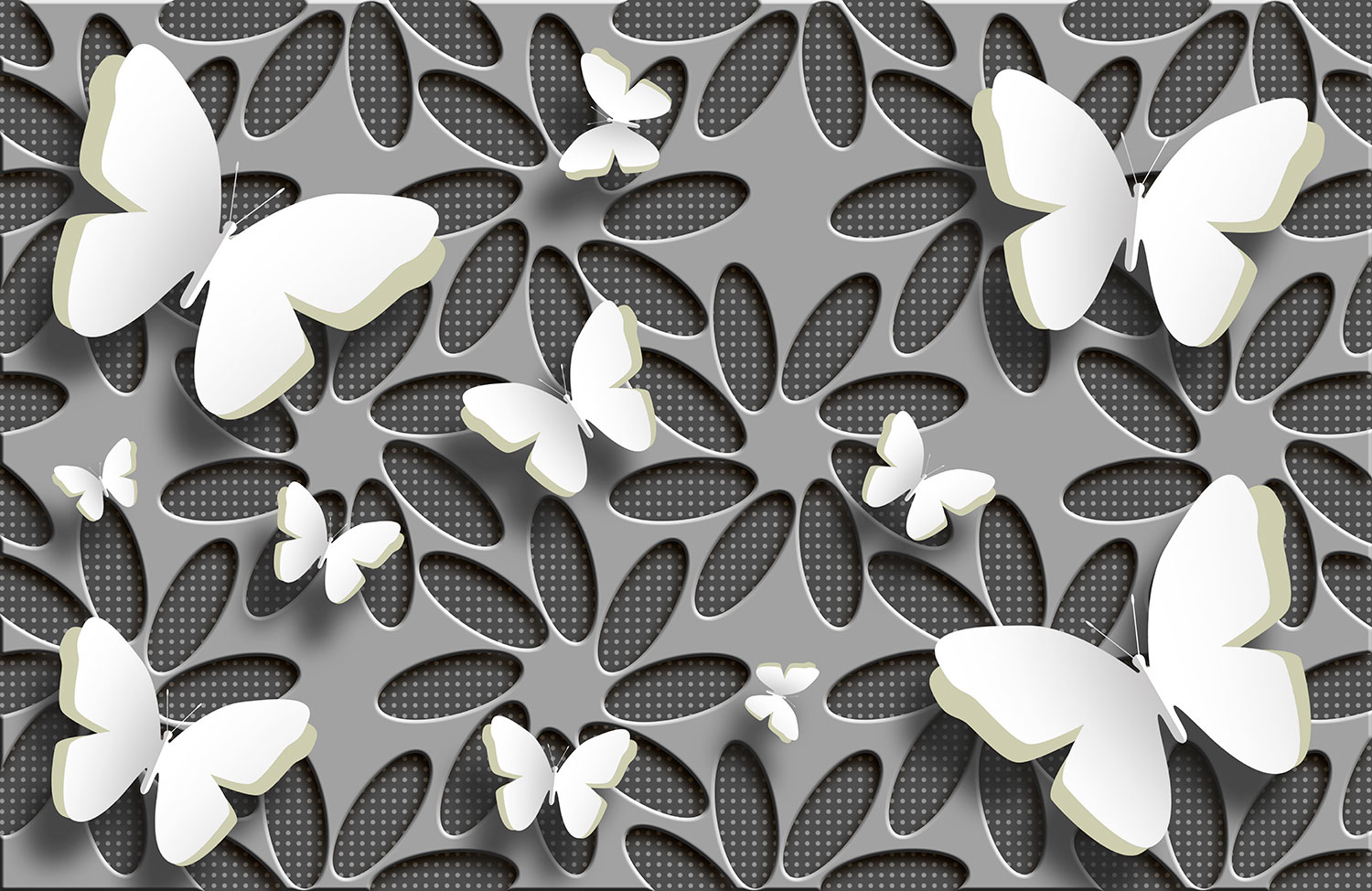 Fotomurali : Fiori di collage e farfalle