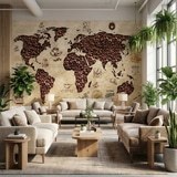 Fotomurali : Mappa del mondo del caff&egrave; 9