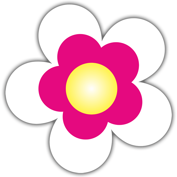 Adesivi per Auto e Moto: Fiore Bianco, Rosa e Giallo