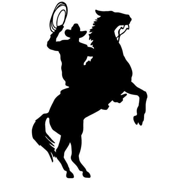 Adesivi per Auto e Moto: Cowboy con lazo su cavallo rampante