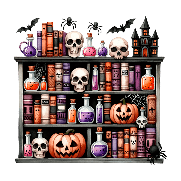 Adesivi Murali: Scaffale degli incantesimi di Halloween