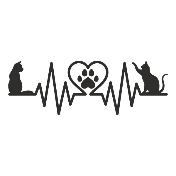 Adesivi per Auto e Moto: Amore per i gatti Elettrocardiogramma