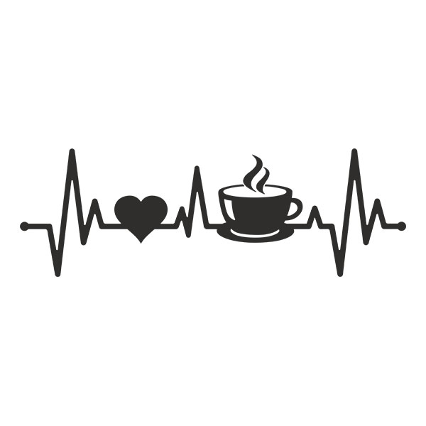 Adesivi per Auto e Moto: Cardiogramma Caffè Battito