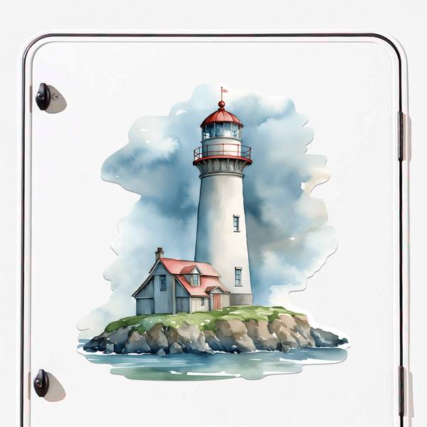 Adesivi Per Piastrelle Fai Da Te 10x10 Cm | 30 Pezzi Motivo Faro Marittimo | Watercolor | Autoadesivi Per Bagno E Cucina
