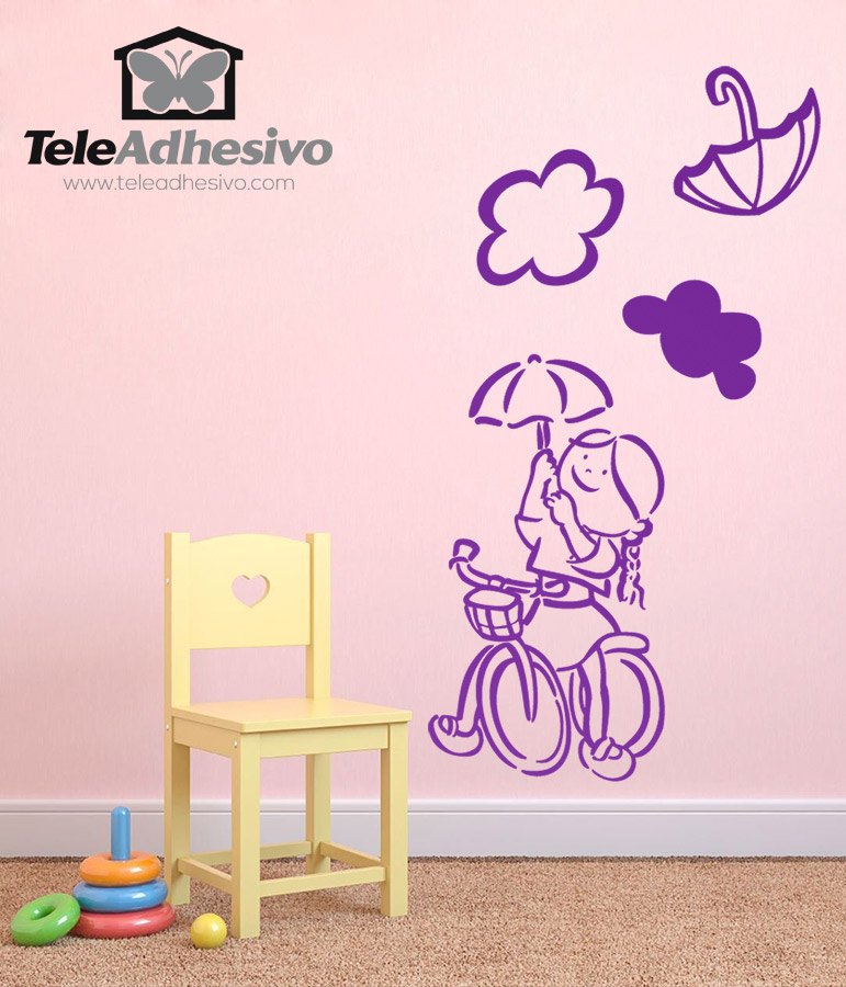 Adesivi per Bambini: Bambina in bicicletta