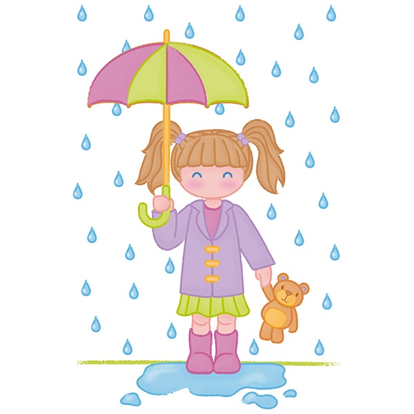 Adesivi per Bambini: Ragazza sotto la pioggia