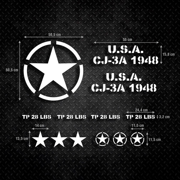 Adesivi per Auto e Moto: Set 13X Adesivo für Jeep Army Star