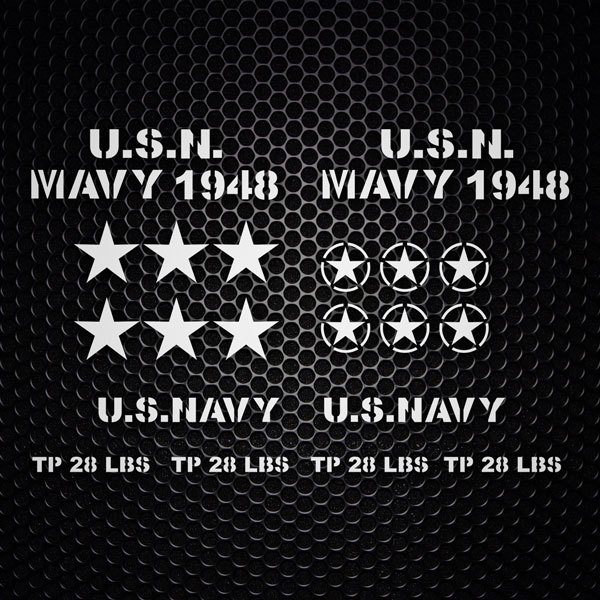 Adesivi per Auto e Moto: Set 20X Adesivo per Jeep USN Mavy 1948