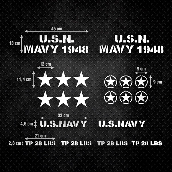Adesivi per Auto e Moto: Set 20X Adesivo per Jeep USN Mavy 1948