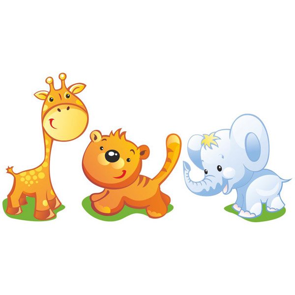 Adesivi per Bambini: Kit giraffa, tigre ed elefante