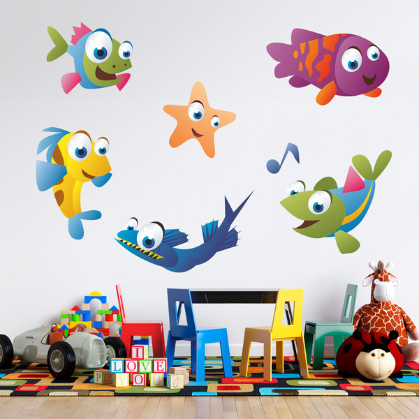 Adesivi per Bambini: Kit acquario con pesci colorati
