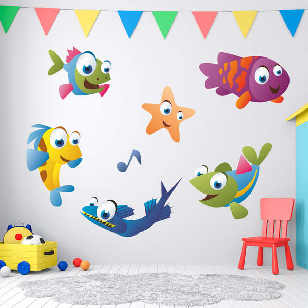 Adesivi per Bambini: Kit acquario con pesci colorati