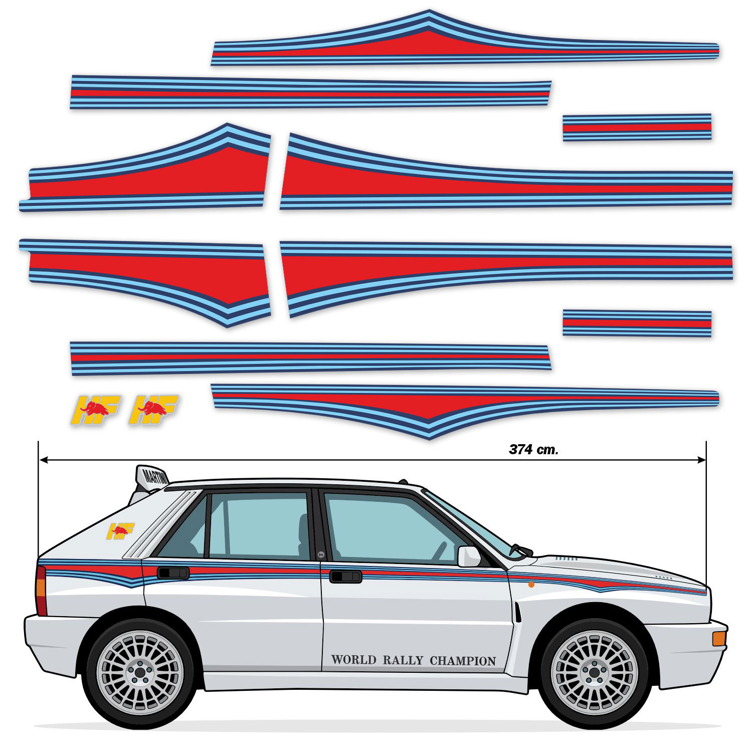 Adesivi per Auto e Moto: Kit Adesivi Lancia Delta Integrale HF Evo 1 Martin