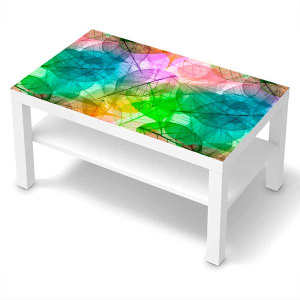 Adesivi Murali: Adesivo Ikea Lack Table Foglie Multicolore