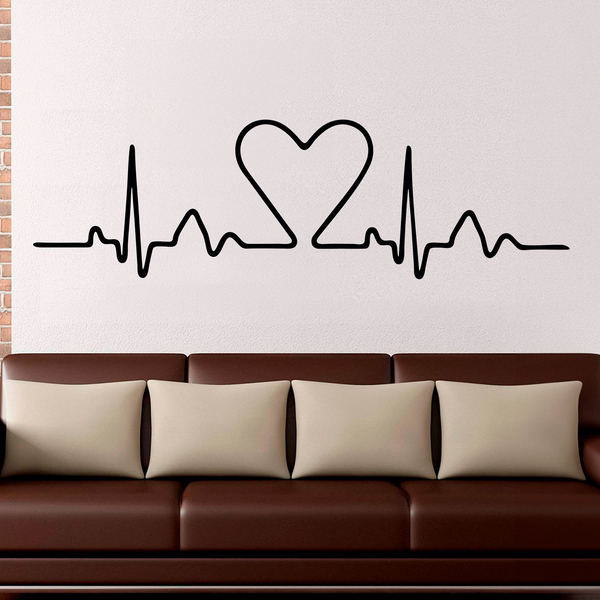 Adesivi Murali: Testiere Letto elettrocardiogramma cuore 0