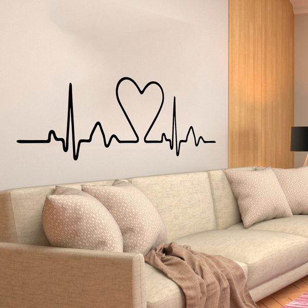 Adesivi Murali: Testiere Letto elettrocardiogramma cuore