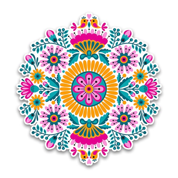 Adesivi Murali: Mandala di uccelli e fiori