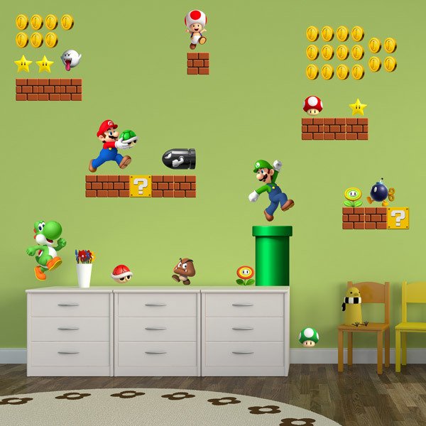 Set 60 adesivi Super Mario Bros 0
