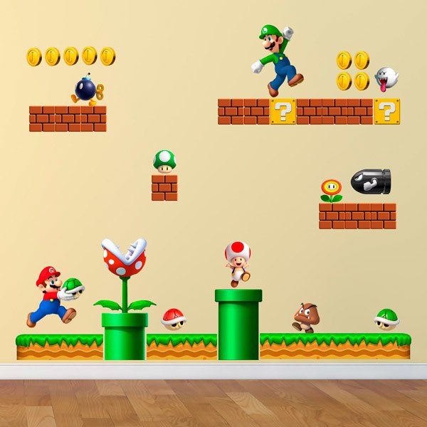 Adesivi per Bambini: Set 38X Mario Bros Regno dei Funghi 1