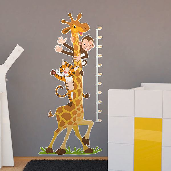 Adesivi per Bambini: Metro da Parete di giraffa, scimmia e tigre