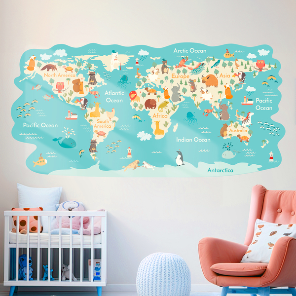 Mappa del mondo per bambini con animali 2
