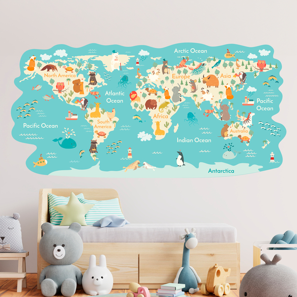 Mappa del mondo per bambini con animali 3