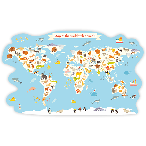 Adesivi per Bambini: Mappa del mondo con gli animali 0