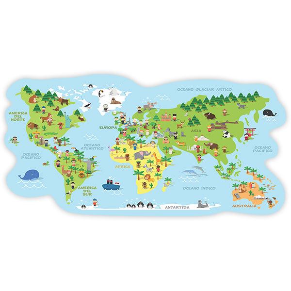 Adesivi per Bambini: Mappa del mondo costumi tipici