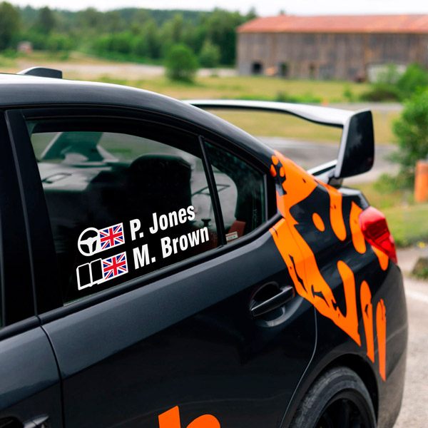 Adesivi nome e bandiera del Regno Unito da rally 3