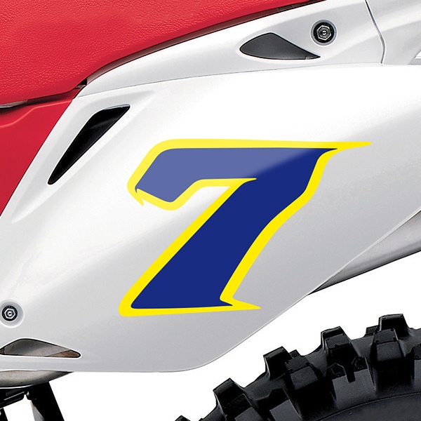 Adesivi per Auto e Moto: Numero moto 7 blu scuro e giallo
