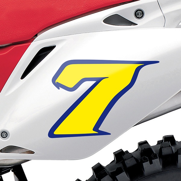 Adesivi per Auto e Moto: Numero moto 7 giallo e blu scuro